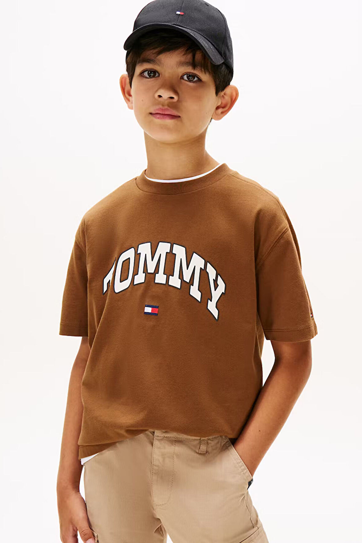 Erkek Çocuk Varsity Raised Print Kısa Kollu T-Shirt - Kahverengi | 14 Yaş