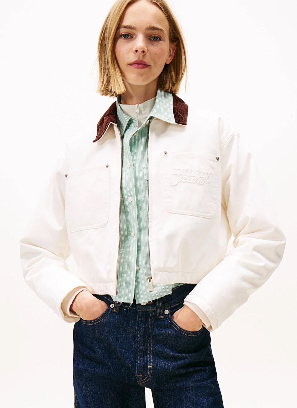 Tommy Jeans Standart Beyaz Kadın Ceket DW0DW21665YBH