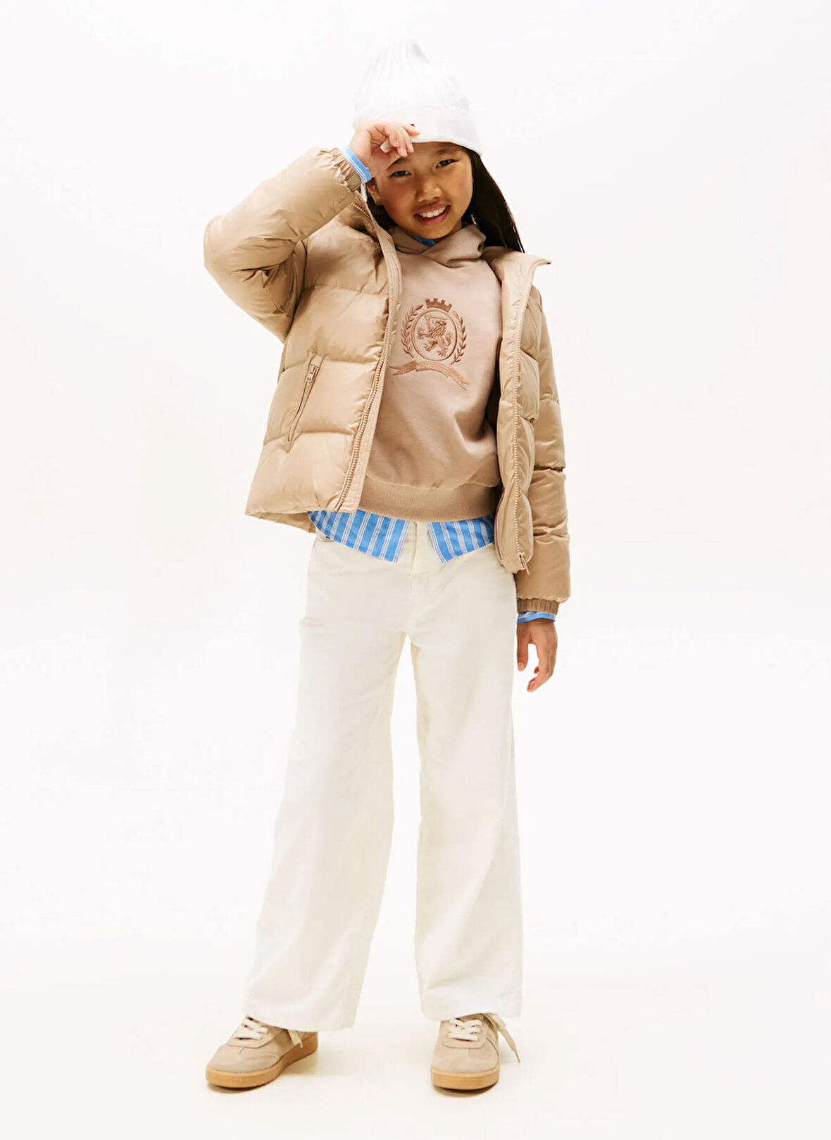 Tommy Hilfiger Bej Kız Çocuk Şişme Mont KG0KG08758GUQ