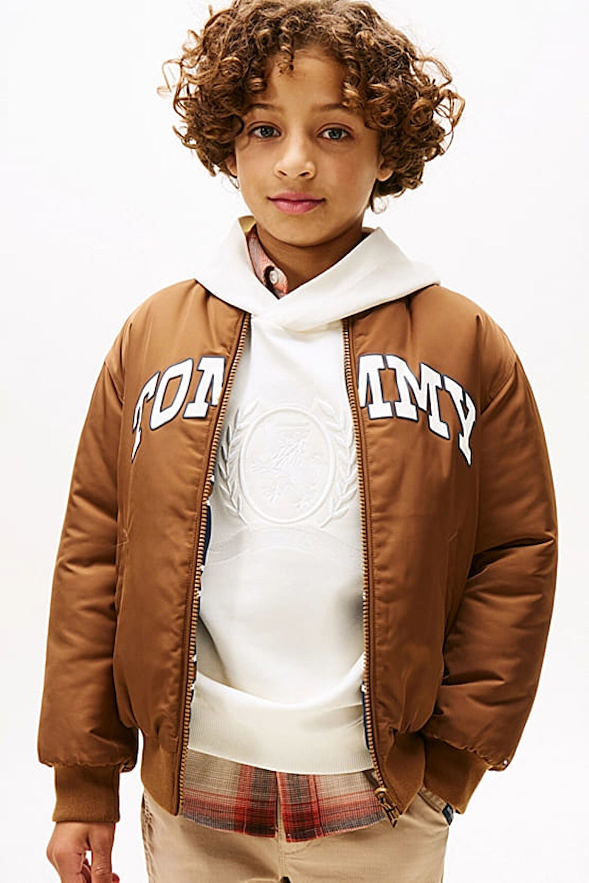 Erkek Çocuk Relaxed Fit Çift Taraflı Bomber Ceket - Kahverengi | 10 Yaş