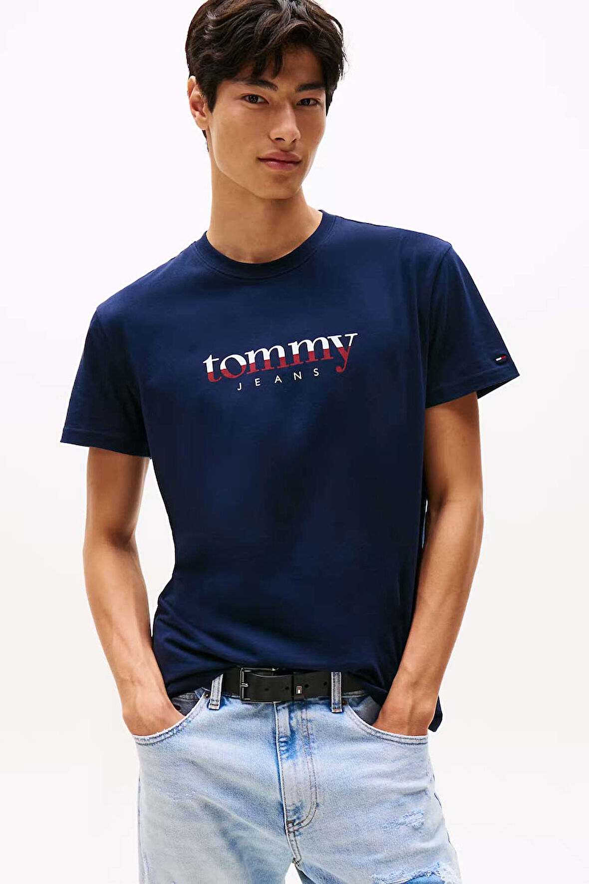 Erkek Logo Baskılı Kısa Kollu Tişört – Lacivert | XS