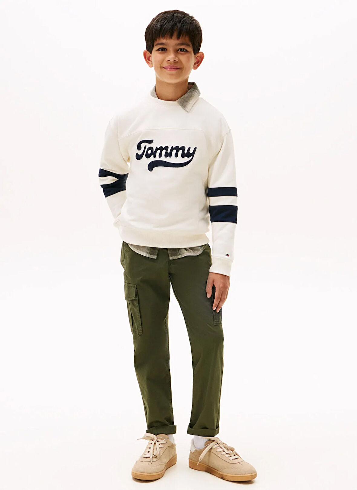 Tommy Hilfiger Baskılı Erkek Çocuk Ekru Sweatshırt KB0KB09985YA8