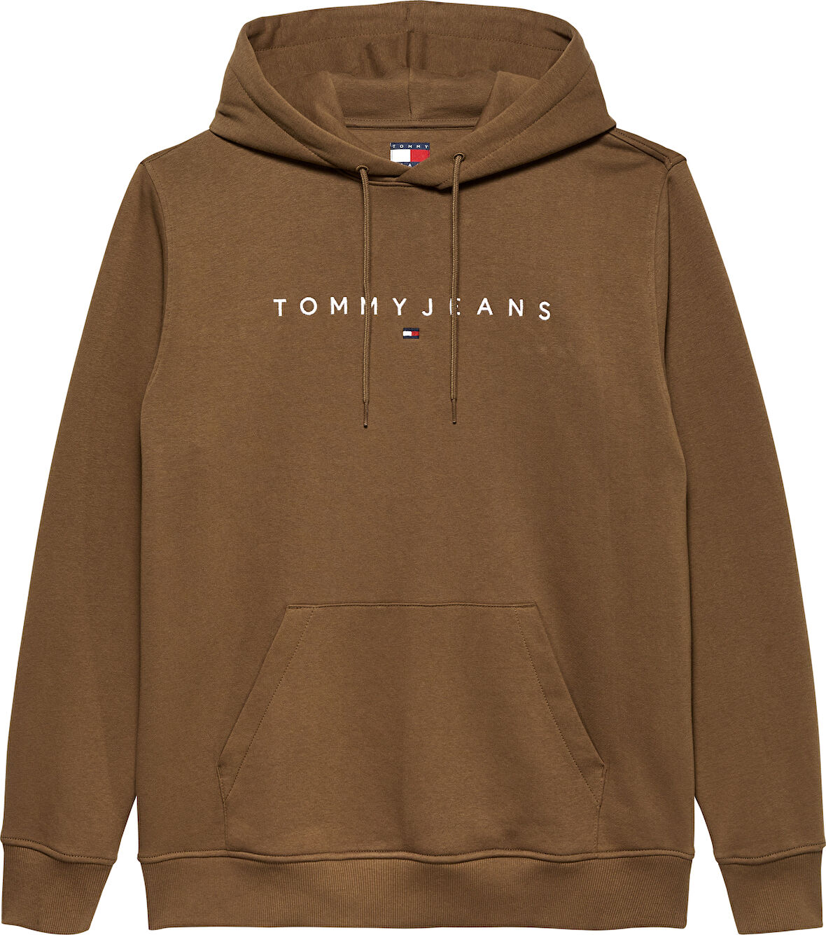 TOMMY HILFIGER Erkek Marka Logolu Kapüşonlu  Organik Pamuklu Kanguru Ceplli Günlük Kullanıma Uygun Kahverengi Sweatshirt DM0DM20746 GVP