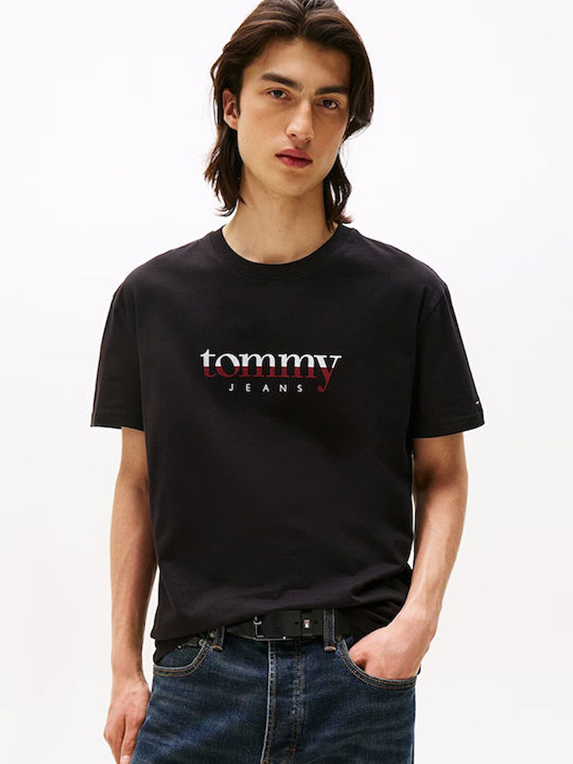 TOMMY HILFIGER Erkek Marka Logolu Bisiklet Yakalı Pamuklu Siyah T-Shirt DM0DM21978 BDS