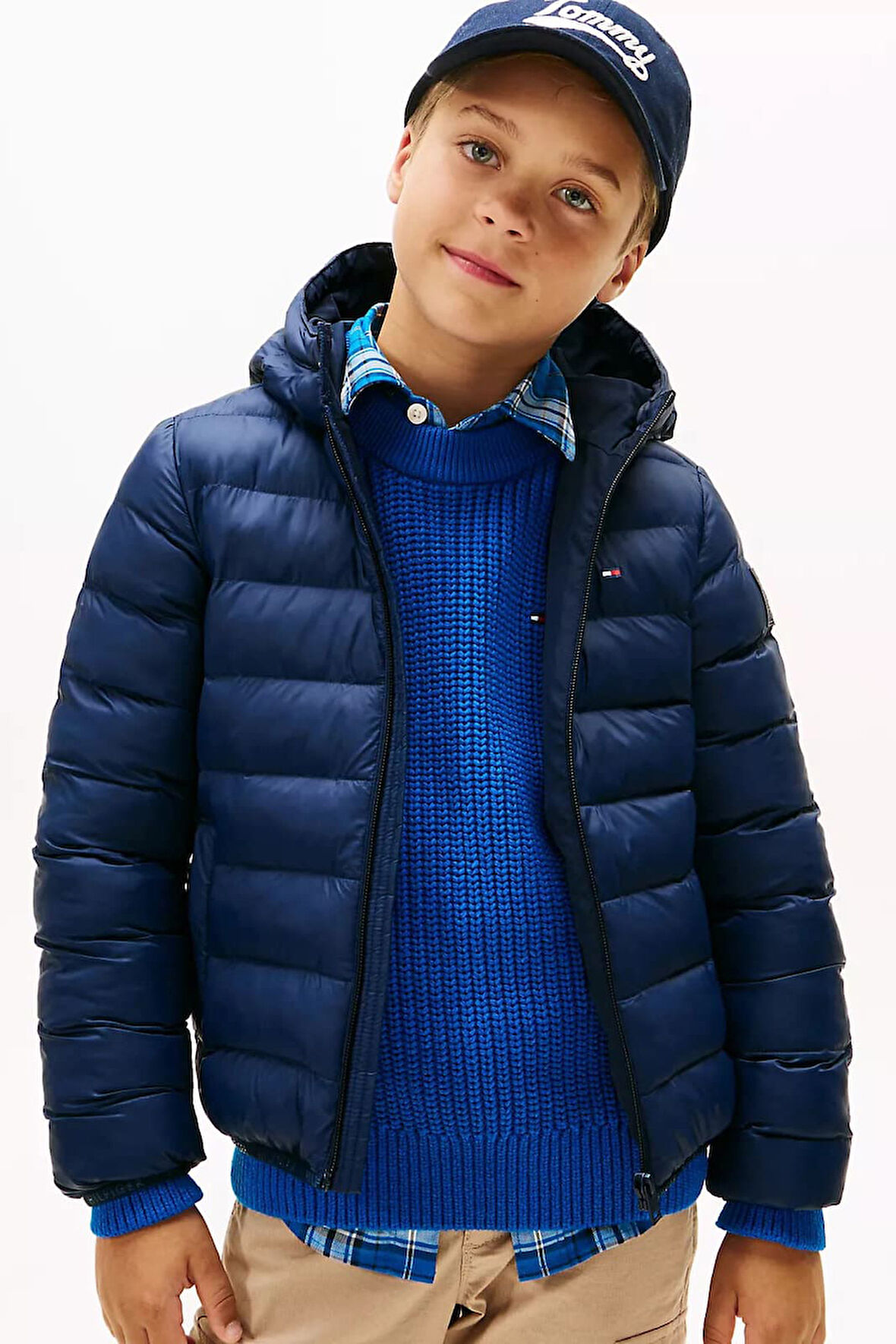 Unisex Çocuk Normal Kalıp Kapüşonlu Şişme Mont - Lacivert | 14 Yaş