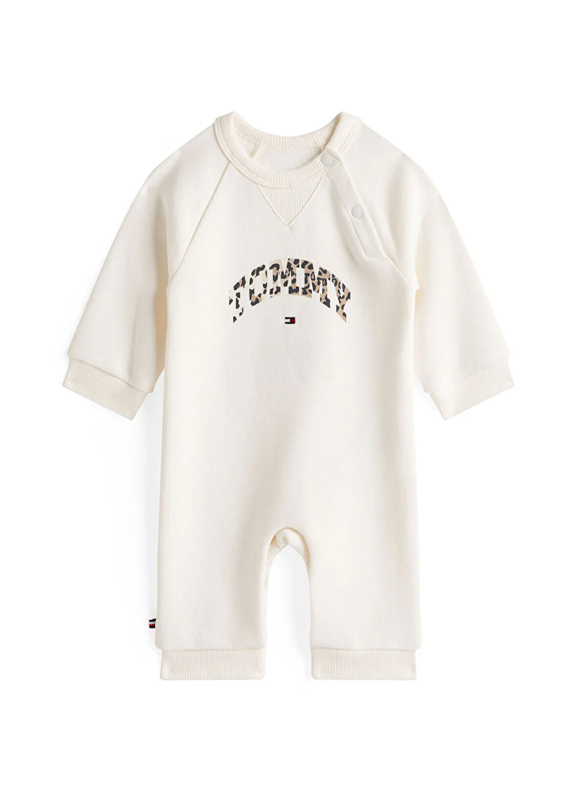Tommy Hilfiger Leopar Desenli Regular Fit Ekru Bebek Tulum KN0KN02124YA8