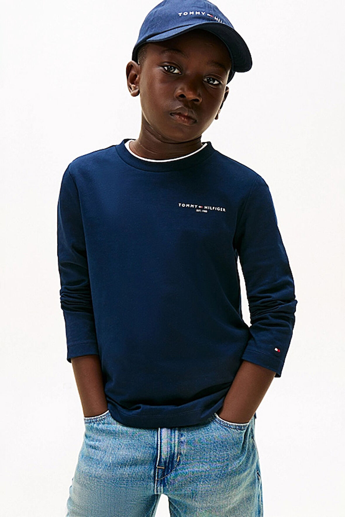 Unisex Çocuk Regular Kalıp Yazı Logolu Uzun Kollu T-Shirt - Lacivert | 12 Yaş