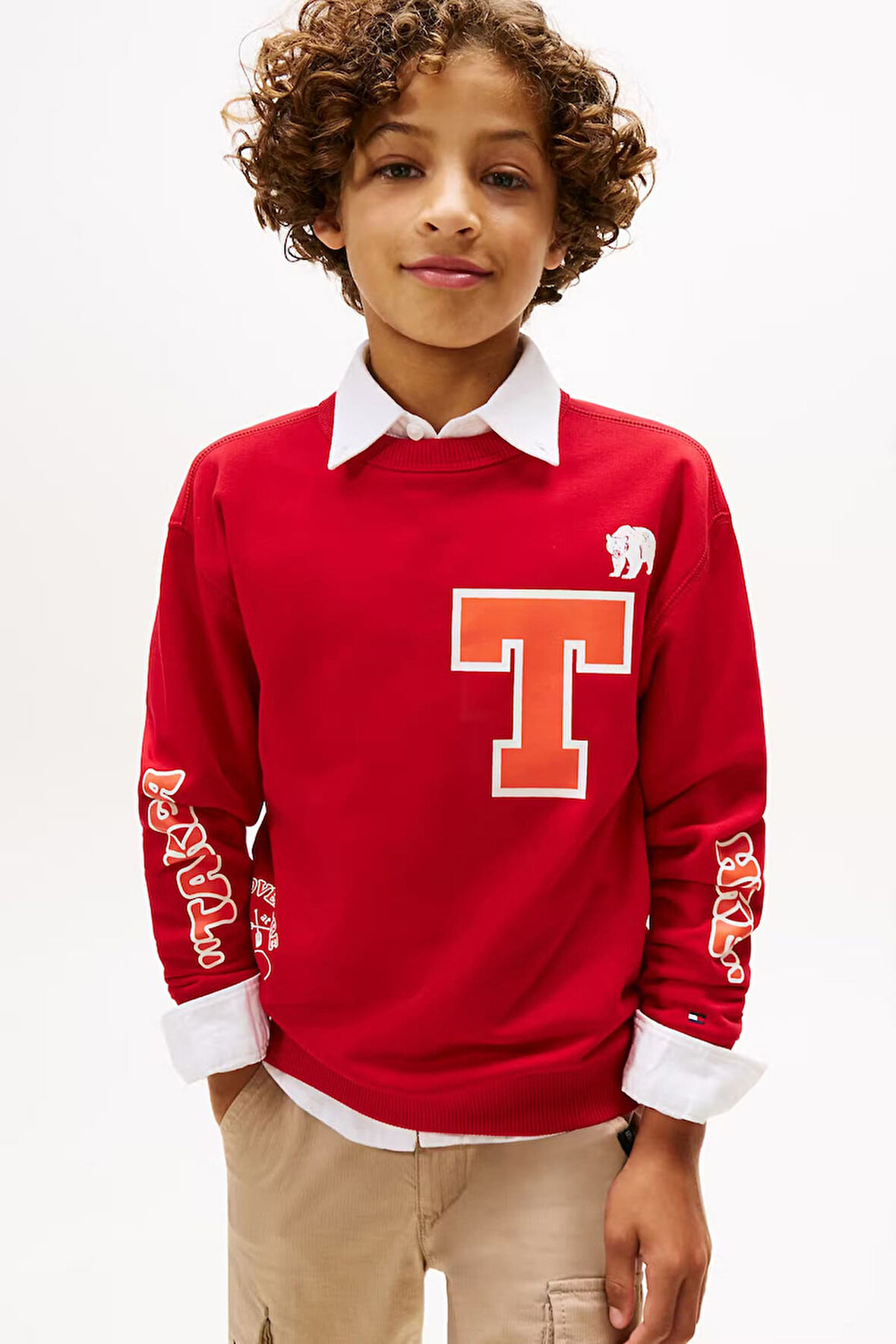 Erkek Çocuk Camp T Harf ve Baskı Detaylı Sweatshirt - Kırmızı | 10 Yaş