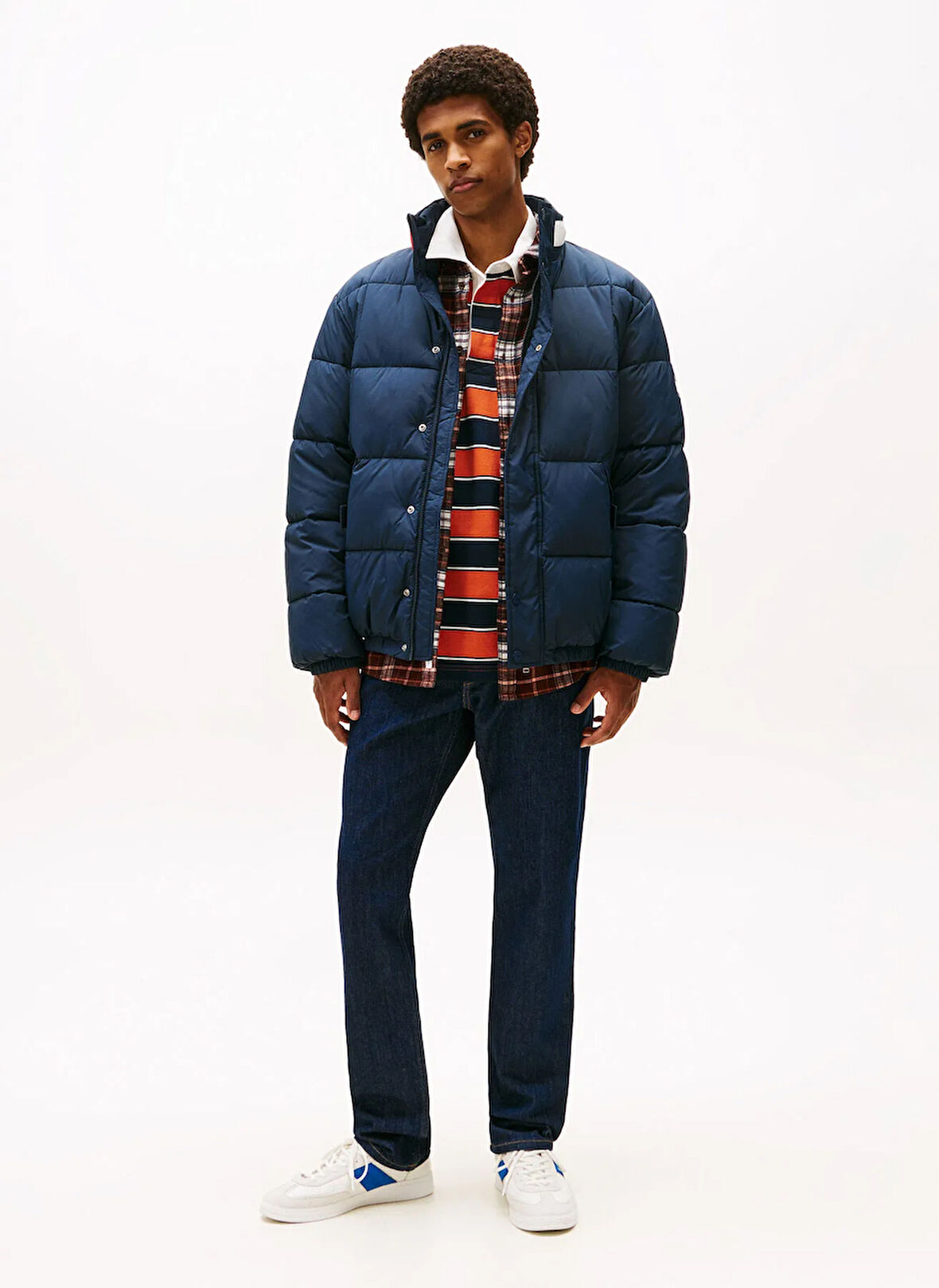 Tommy Jeans Lacivert Erkek Mont DM0DM22041C1G TJM DNA COLLAR PUFFR