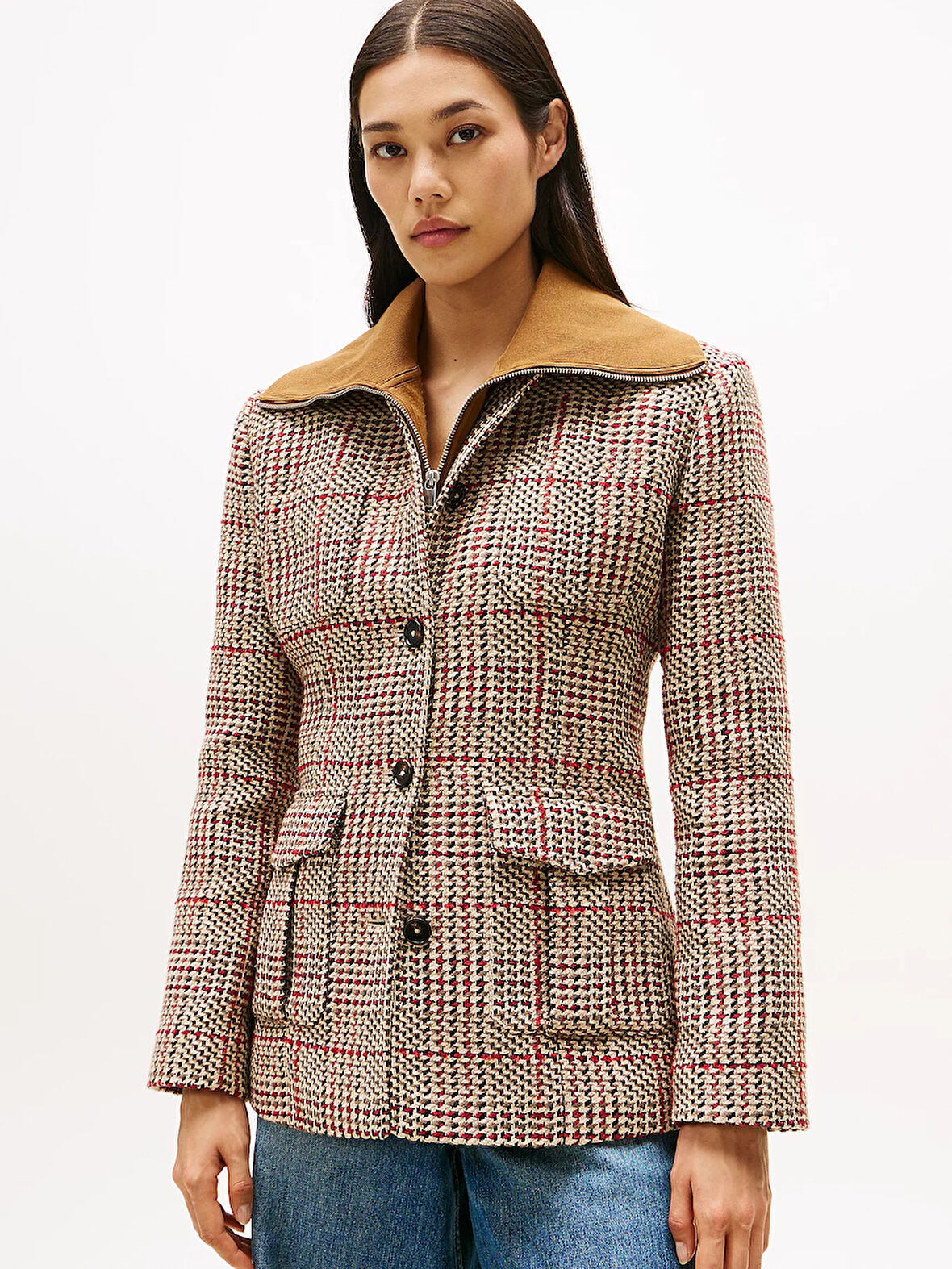 Tommy Hilfiger Sezonluk Dokulu Kadın Kadın Gri Blazer Ceket WW0WW466560OG