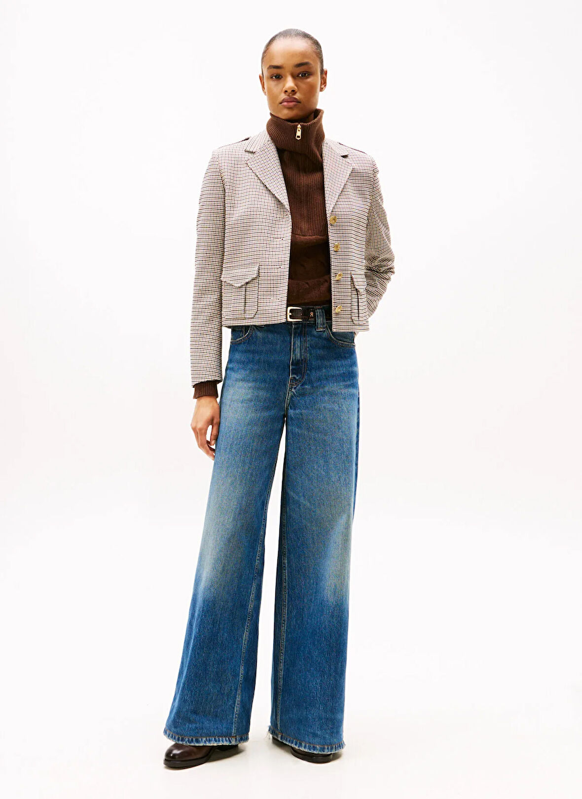Tommy Hilfiger Yüksek Bel Düz Paça Geniş Fit Mavi Kadın Denim Pantolon WW0WW467311A5