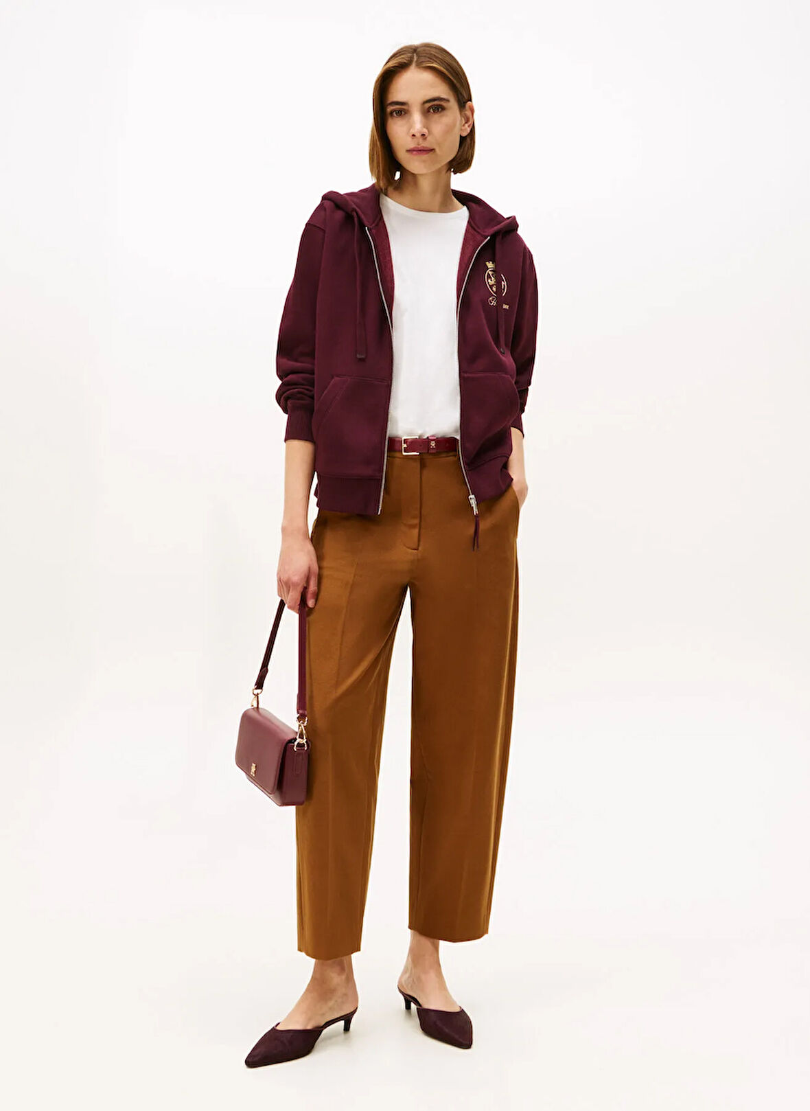 Tommy Hilfiger Kapüşon Yaka Baskılı Kırmızı Kadın Sweatshırt WW0WW46126XIH