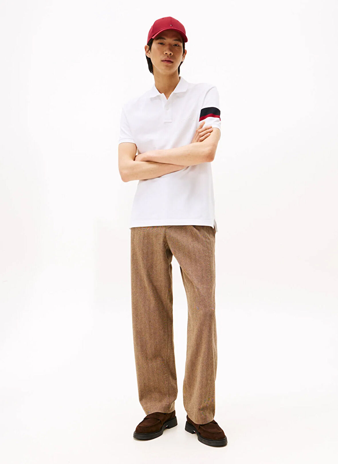 Tommy Hilfiger Beyaz Erkek Polo T-Shirt MW0MW41354YBR_RWB SLEEVE TAPE REG P