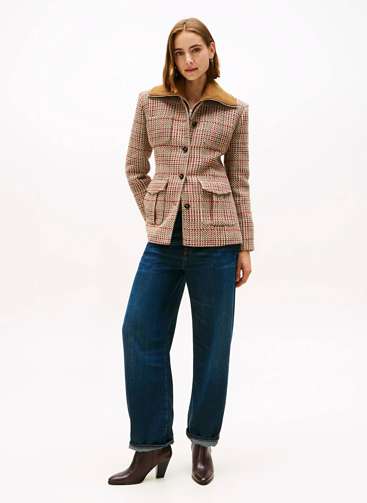 Tommy Hilfiger Yüksek Bel Geniş Paça Standart Koyu Mavi Kadın Denim Pantolon WW0WW467711BK