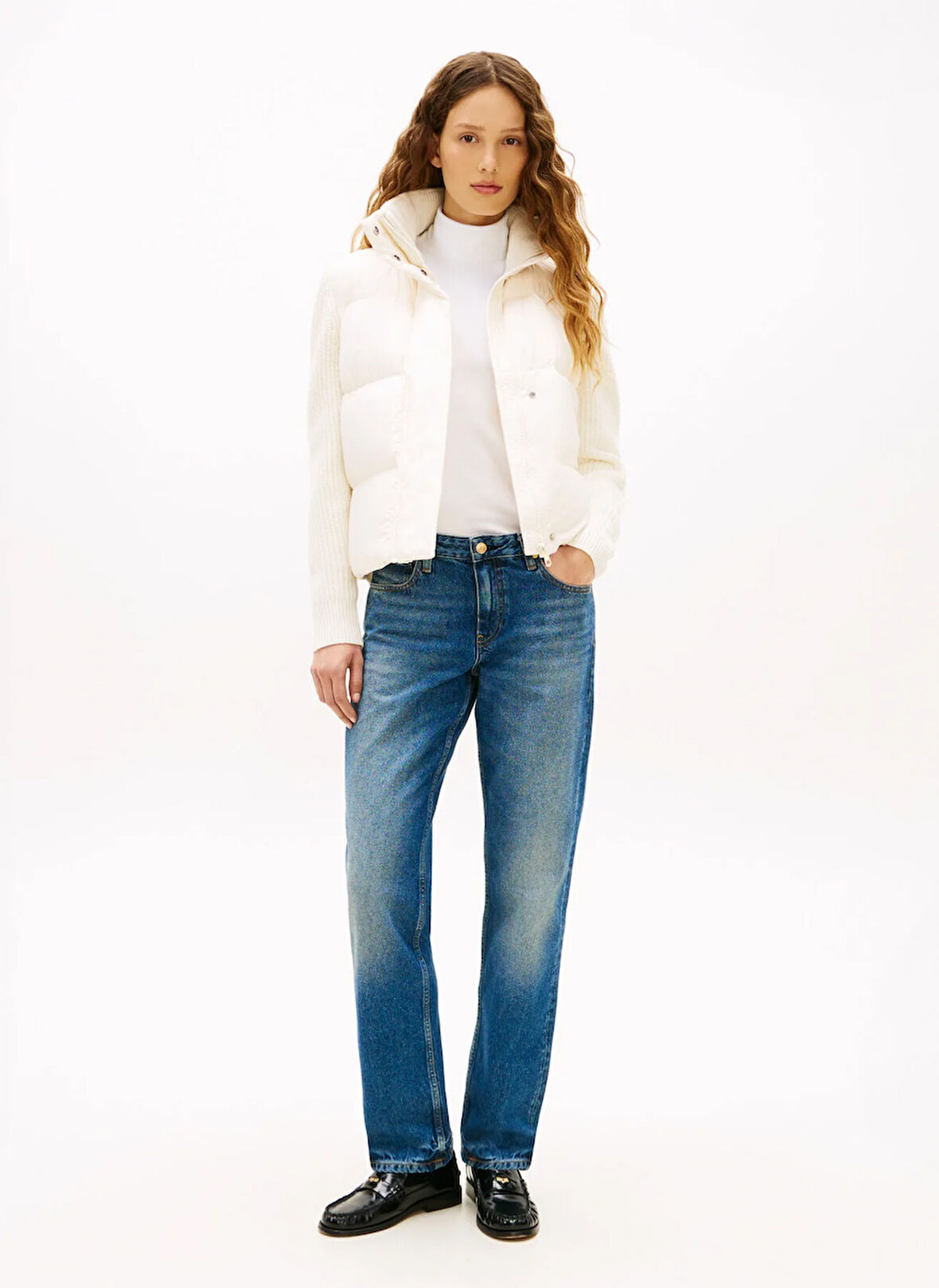 Tommy Hilfiger Beyaz Kadın Standart Ceket WW0WW45738YA8