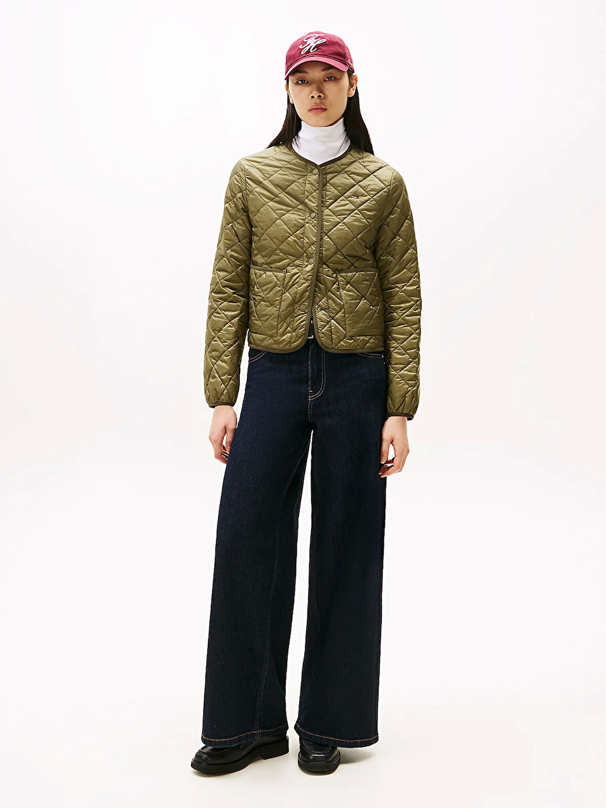 Tommy Hilfiger Hafif Dolgulu Normal Kesim Kapitone Kadın Yeşil Ceket WW0WW47290MSH