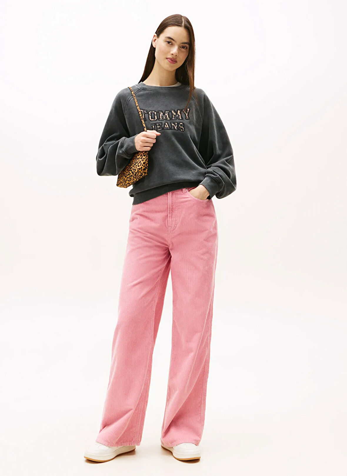 Tommy Jeans Yüksek Bel Geniş Fit Pembe Kadın Pantolon DW0DW21700THC