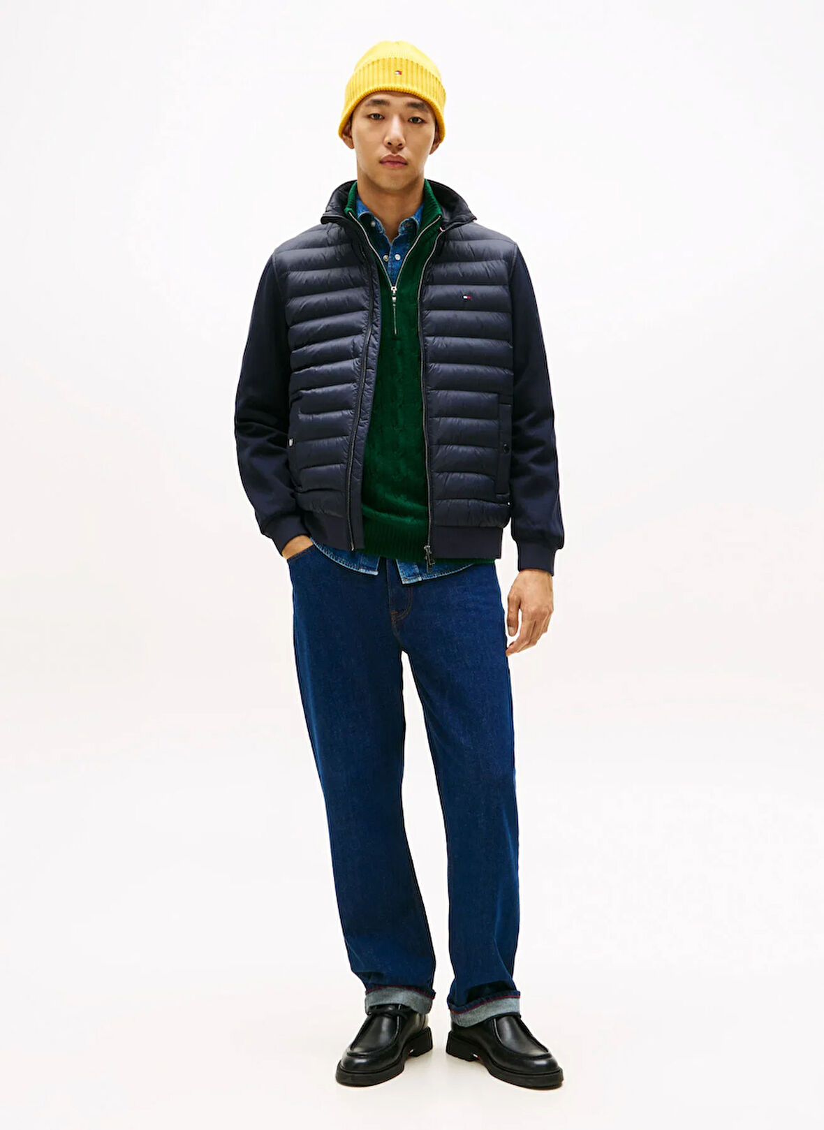 Tommy Hilfiger Dik Yaka Mavi Erkek Sweatshırt MW0MW41329DW5_MIX MEDIA ESS RWB STA