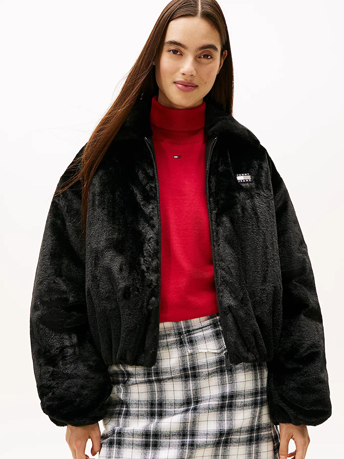 Tommy Hilfiger TJW Suni Kürk Kadın Siyah Ceket DW0DW21669BDS