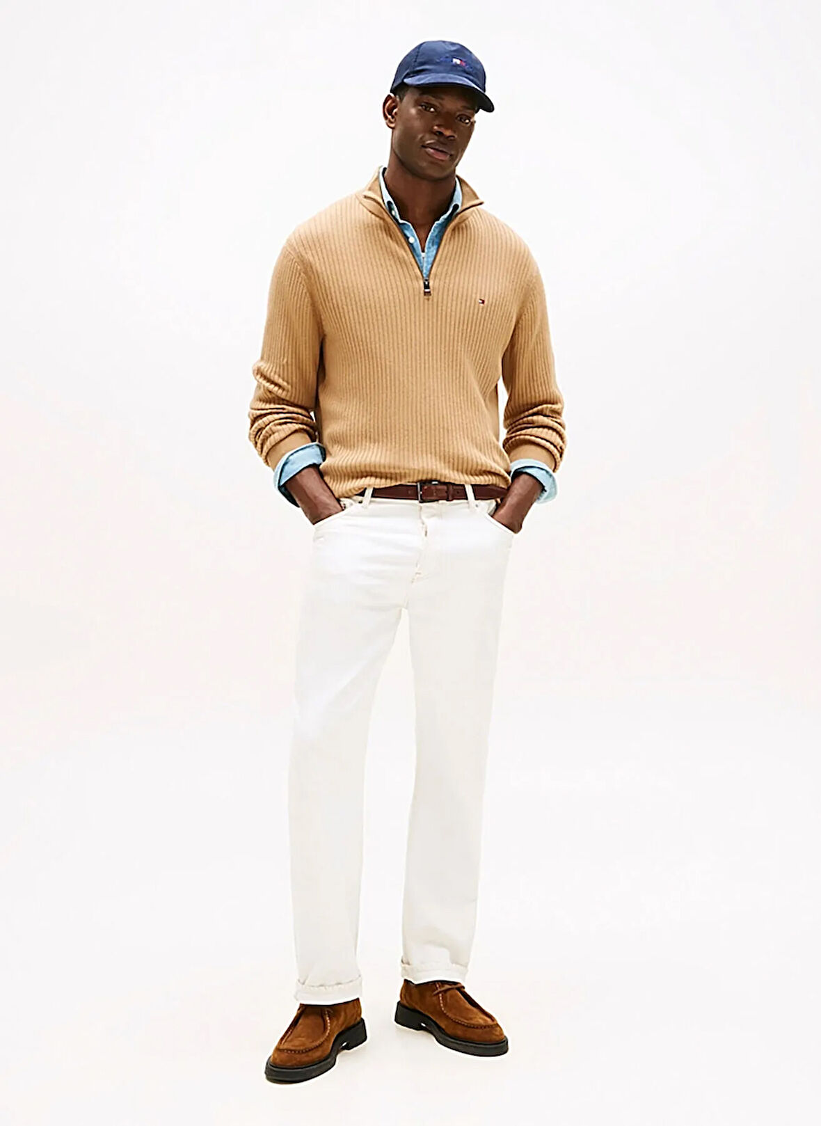 Tommy Hilfiger Bisiklet Yaka Normal Kahve Erkek Kazak MW0MW40448GV7_PIMA CTN CASH STRUCTU