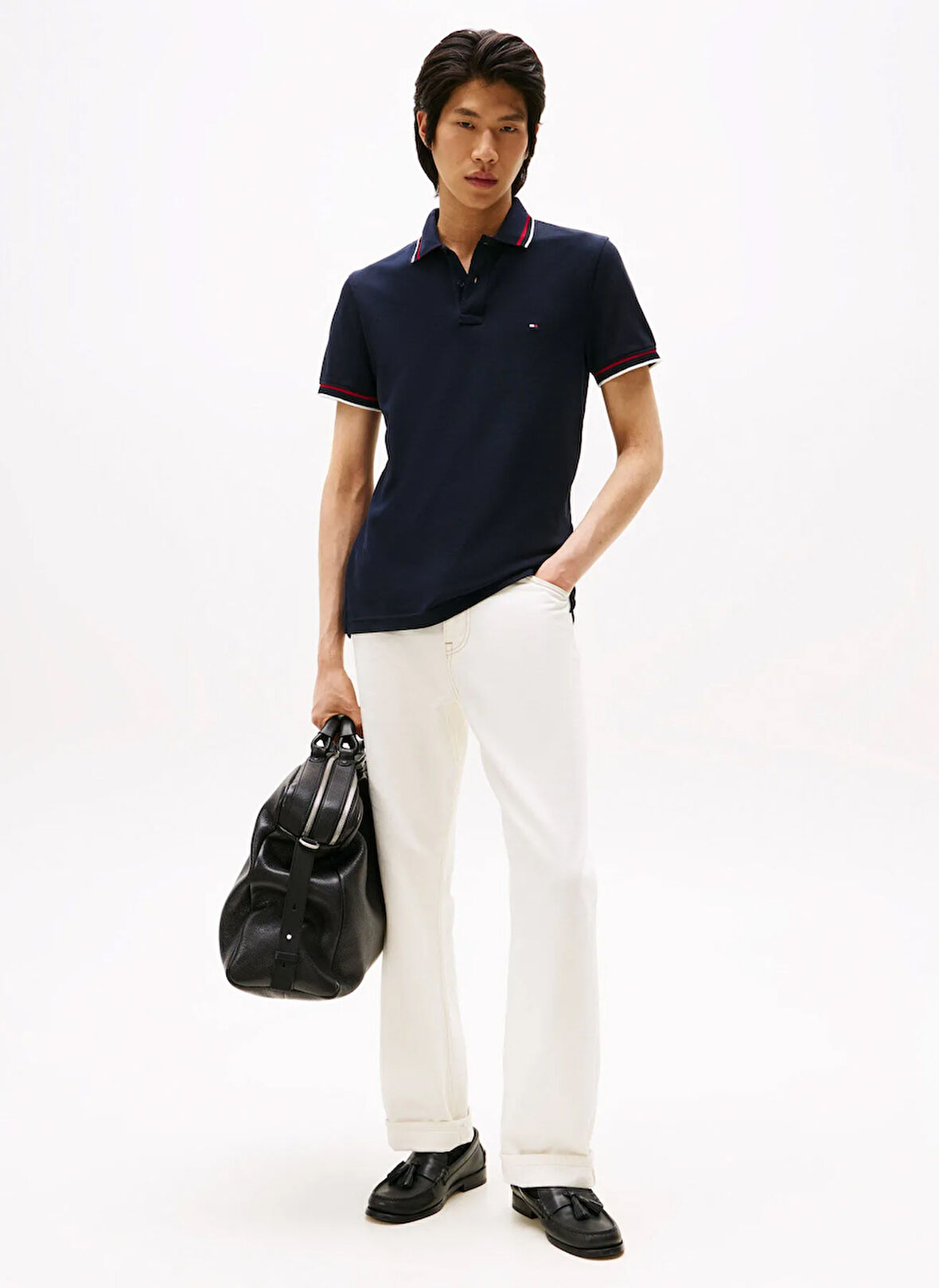 Tommy Hilfiger Mavi Erkek Polo T-Shirt MW0MW40308DW5_CUFF INTEREST SLIM FI