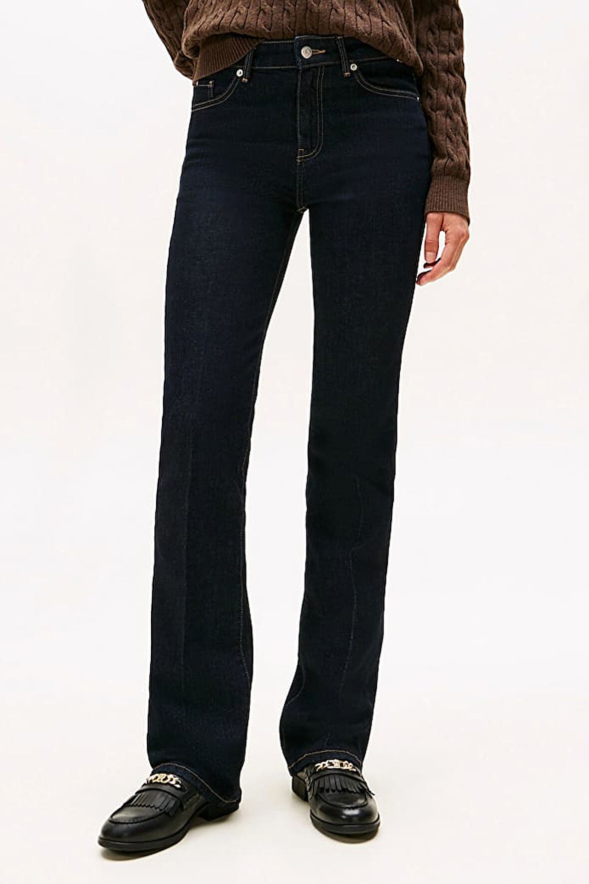 Kadın İspanyol Paça Jean Pantolon - Koyu Lacivert | 31/30