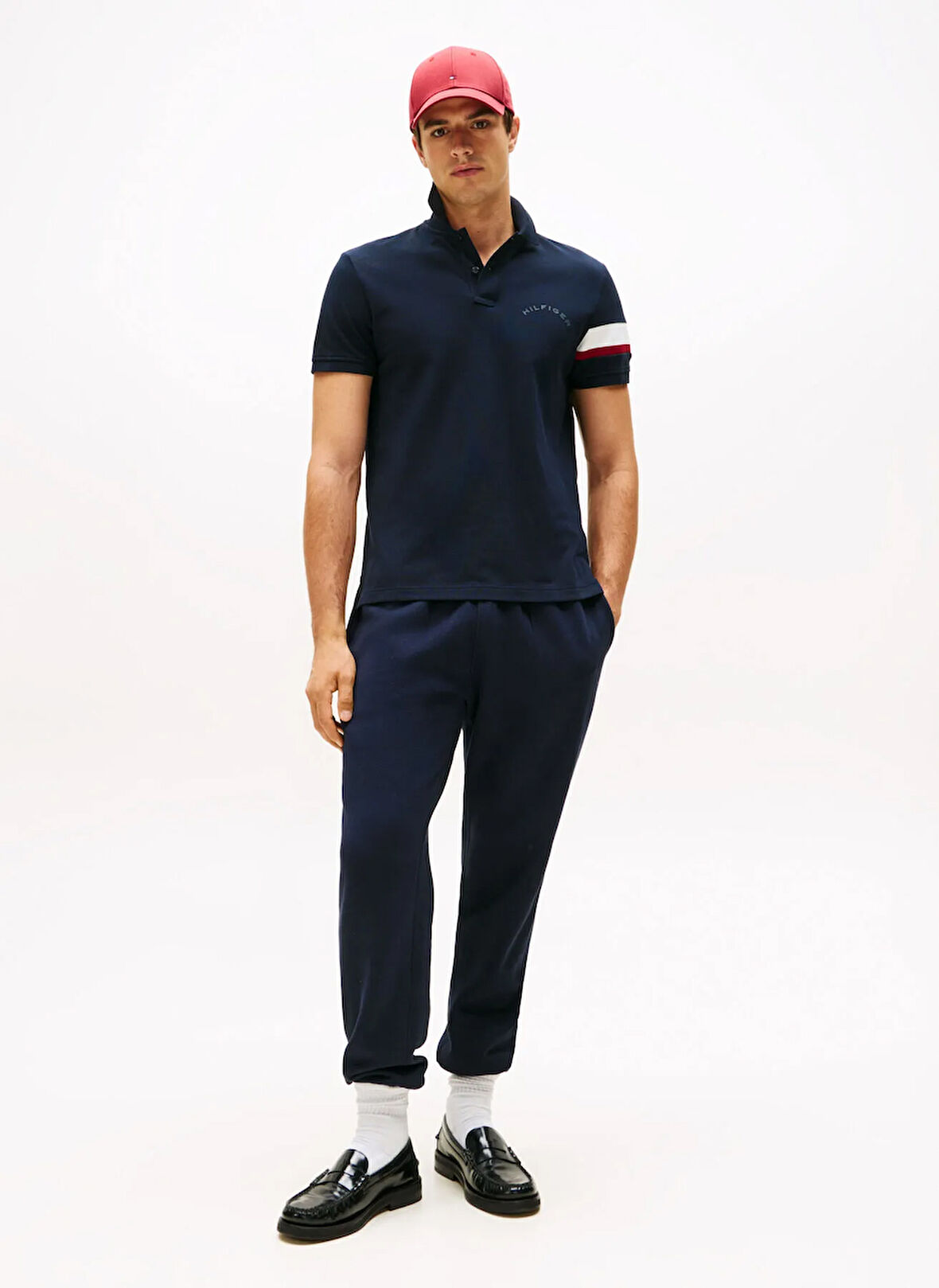 Tommy Hilfiger Mavi Erkek Polo T-Shirt MW0MW41354DW5_RWB SLEEVE TAPE REG P