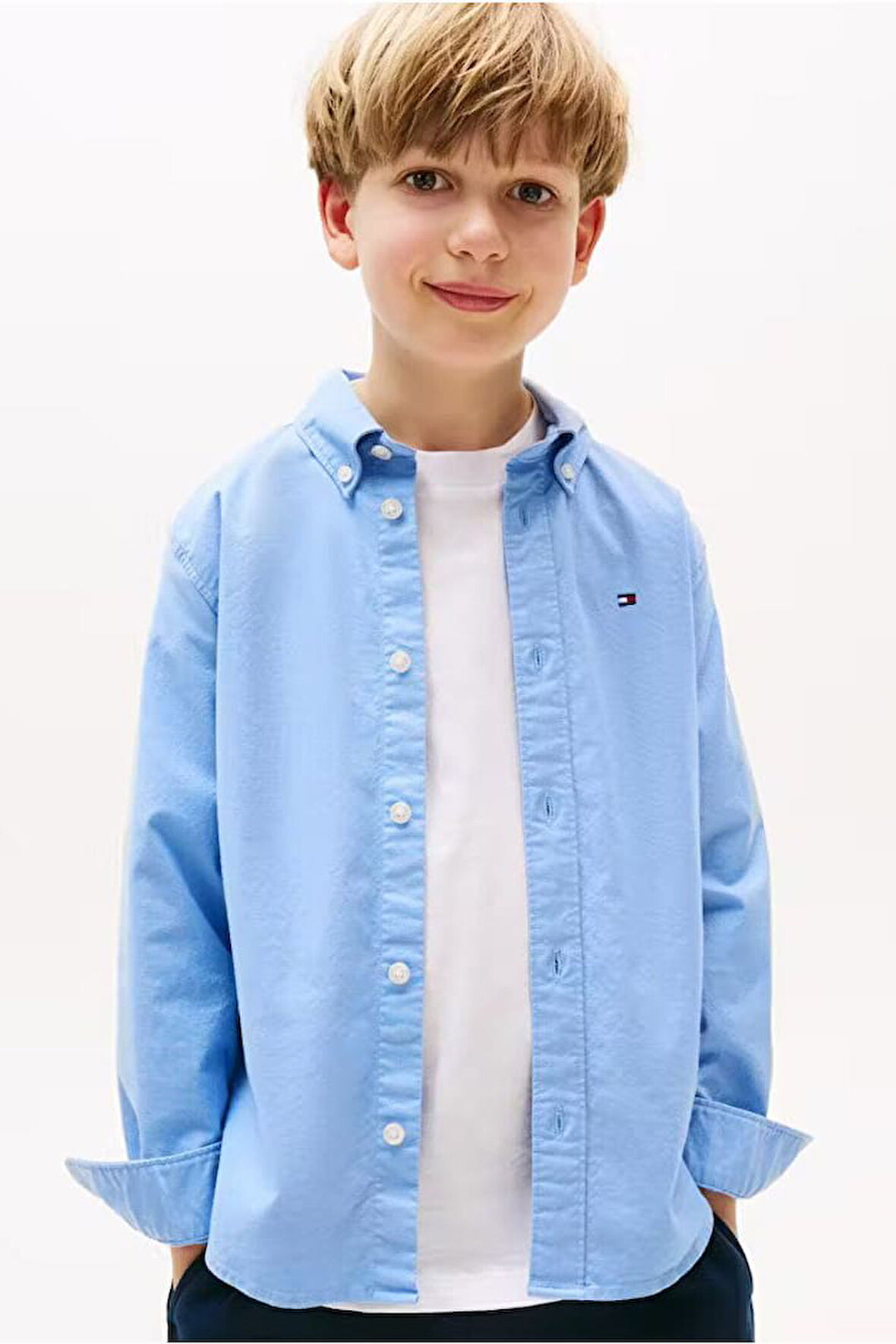 Erkek Çocuk Düğmeli Yaka Oxford Gömlek - Mavi | 6 Yaş
