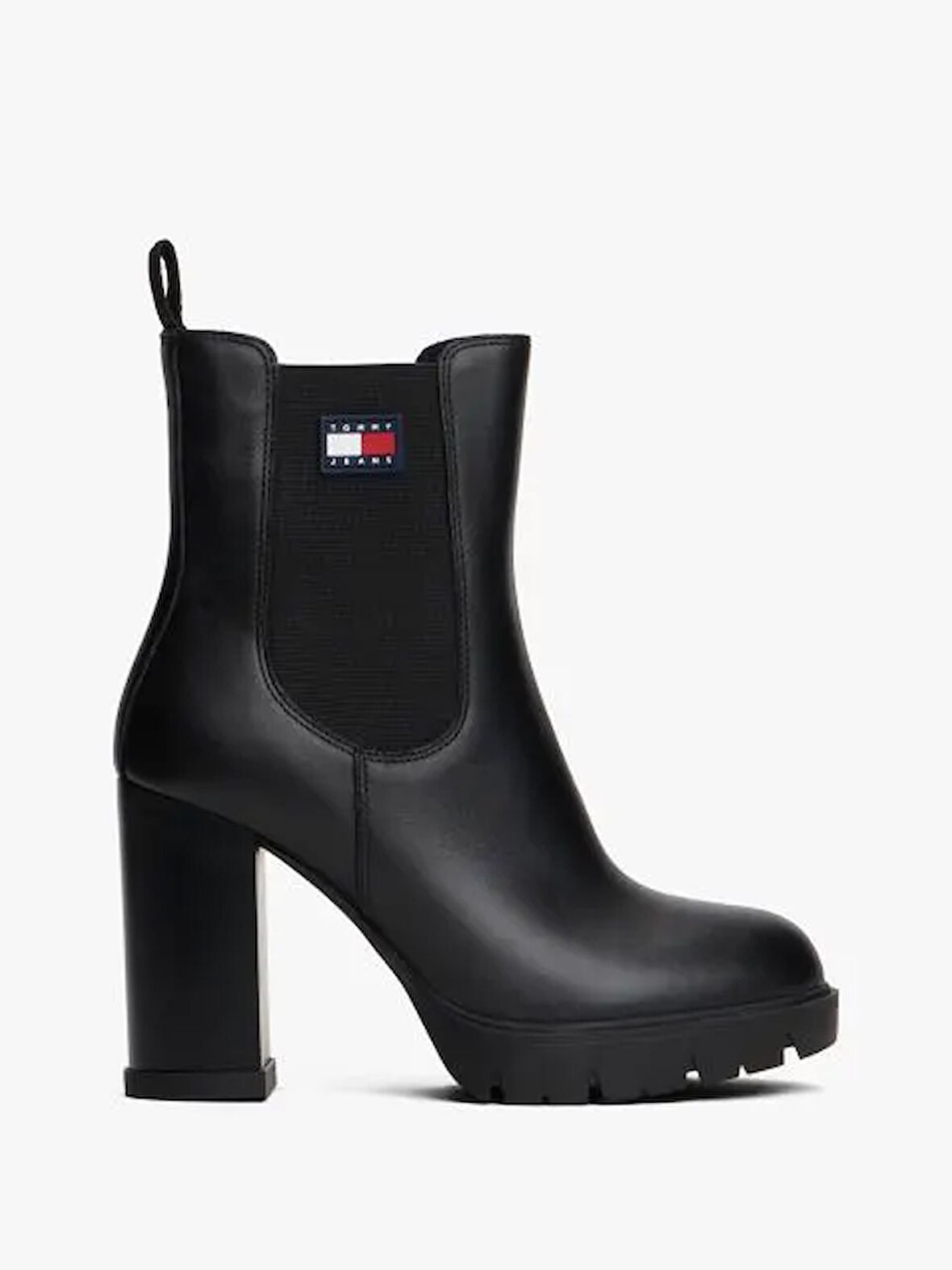 TOMMY HILFIGER Kadın Marka Logolu Yüksek Topuklu Deri Şık Görünüşlü Siyah Bot & Bootie EN0EN02831 BDS