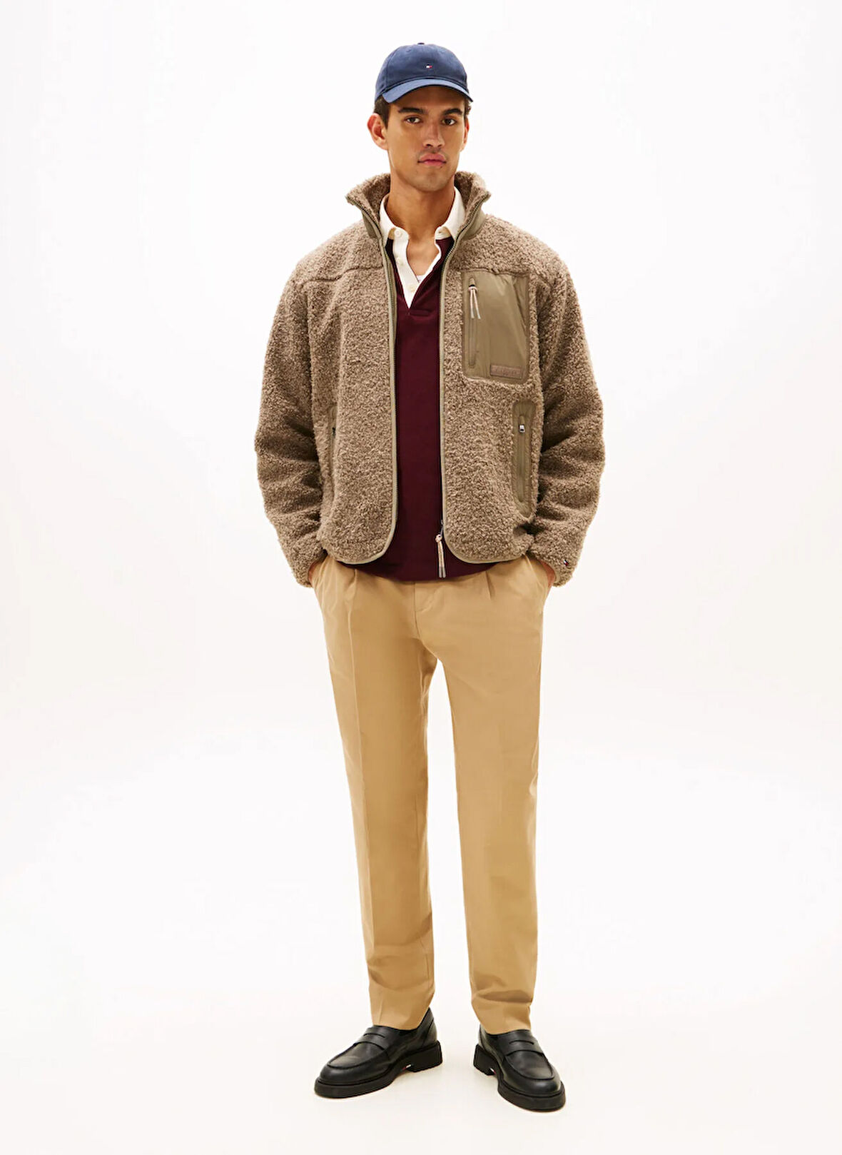 Tommy Hilfiger Dik Yaka Bej Erkek Sweatshırt MW0MW40420AFE_TEDDY FLEECE ZIP THRO