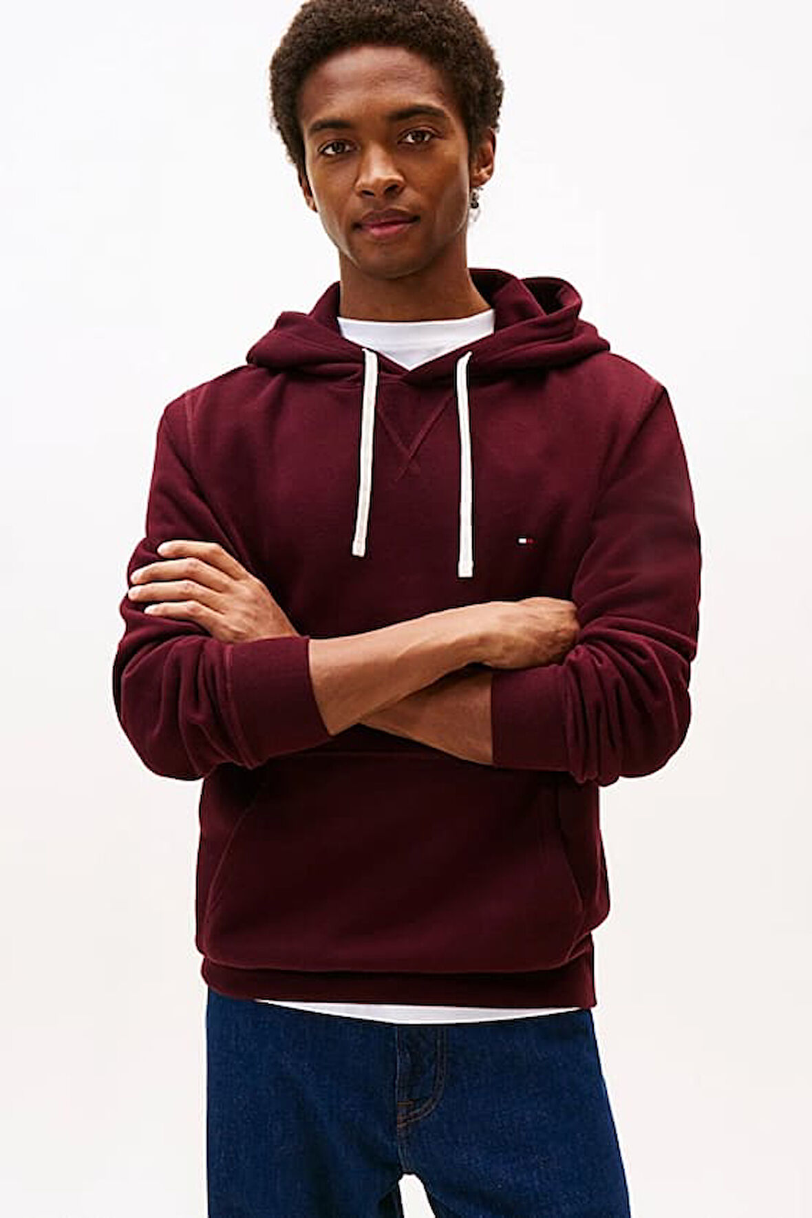 Erkek Regular Fit Kapüşonlu Kanguru Cepli Sweatshirt - Bordo | L