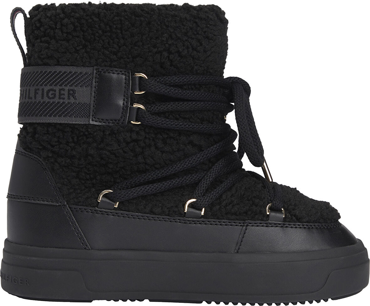 TOMMY HILFIGER Kadın Marka Logolu Şık Görünüşlü Kış Kullanımına Uygun Siyah Bot & Bootie FW0FW08788 BDS