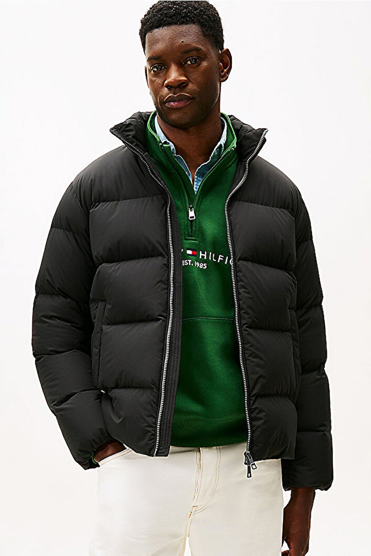 Erkek Regular Fit Dik Yaka Dolgulu Şişme Mont - Siyah | XS