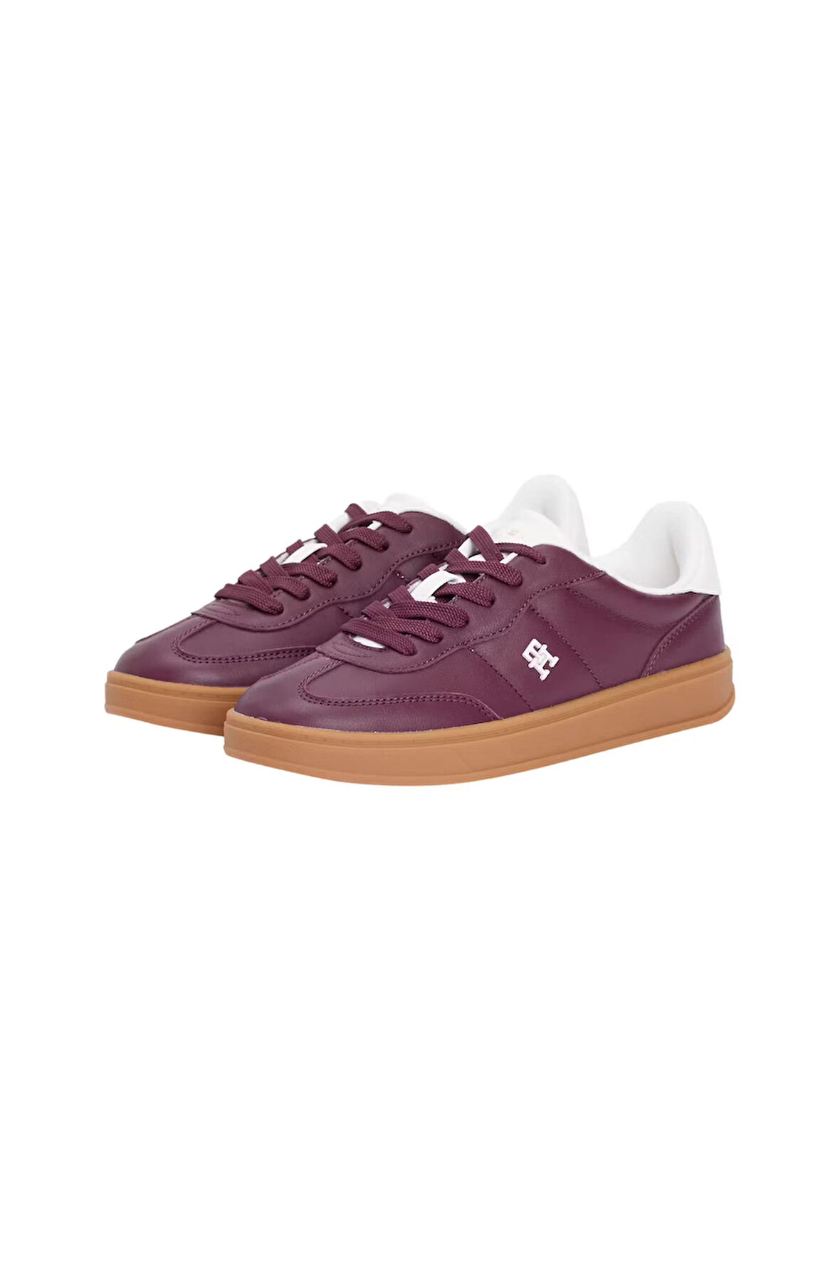 Kadın Kontrast Topuklu Monogram Logolu Sneaker - Bordo | 38