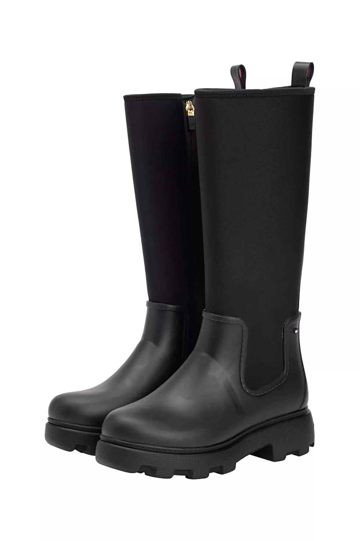 Kadın Warm Lined Fermuarlı Uzun Yağmur Çizmesi - Siyah | 37