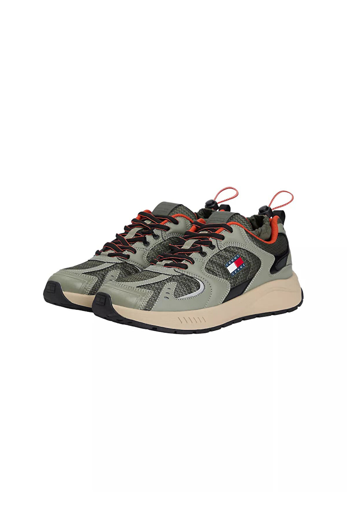 Erkek Farklı Materyalli Runner Sneaker - Yeşil | 42