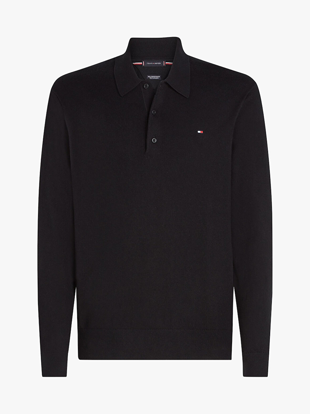 PIMA ORG CTN CASHMERE LS POLO Erkek Siyah Kazak - MW0MW36519