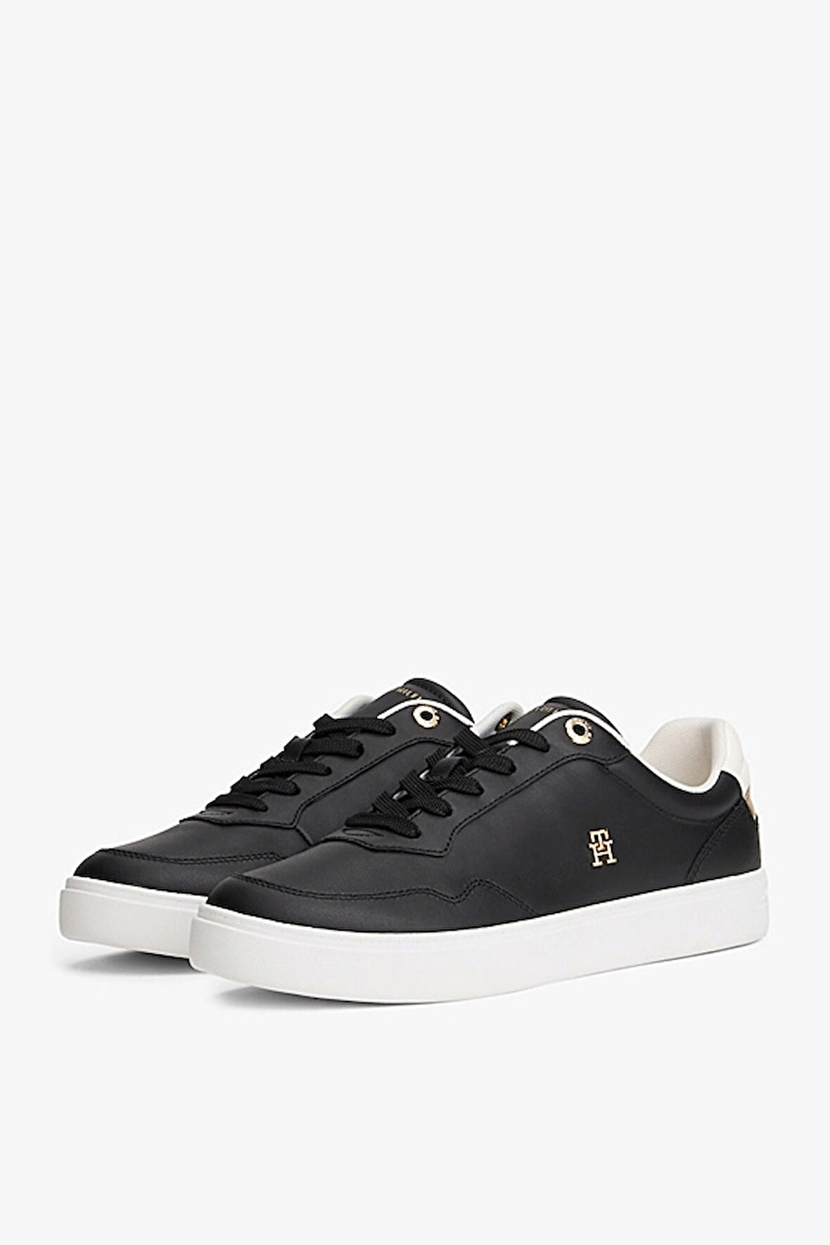 Kadın TH Monogram Plaque Court Sneakers - Siyah | 37
