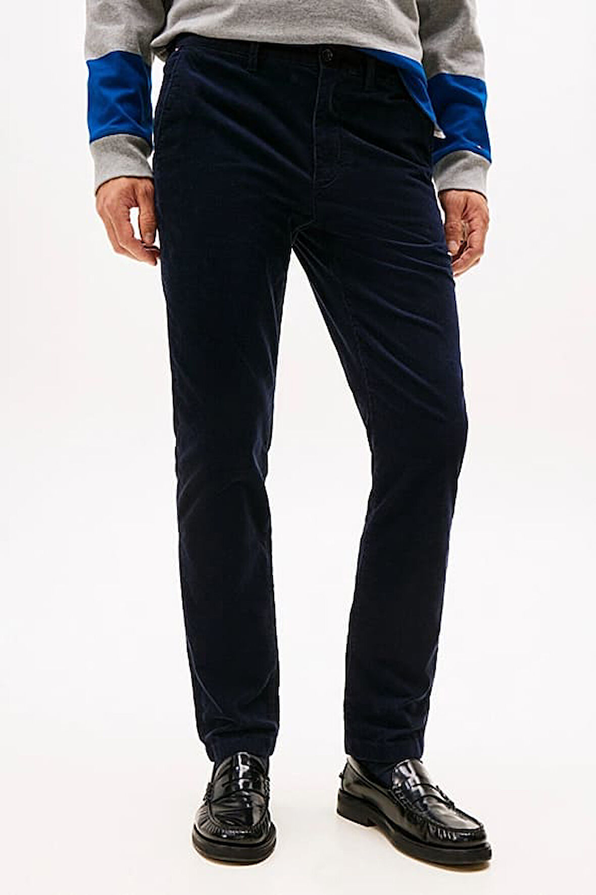 Erkek Denton Düz Paça Kadife Pantolon - Lacivert | 31/32