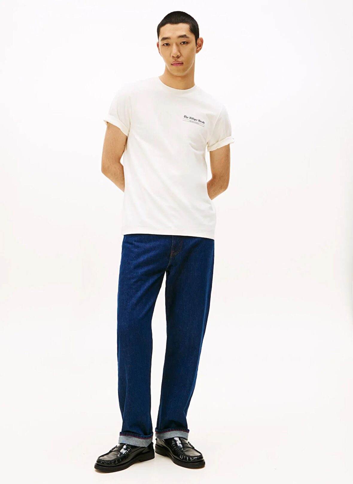 Tommy Hilfiger Bisiklet Yaka Sarı Erkek T-Shirt MW0MW40008Z00_HILFIGER HERALD BACK