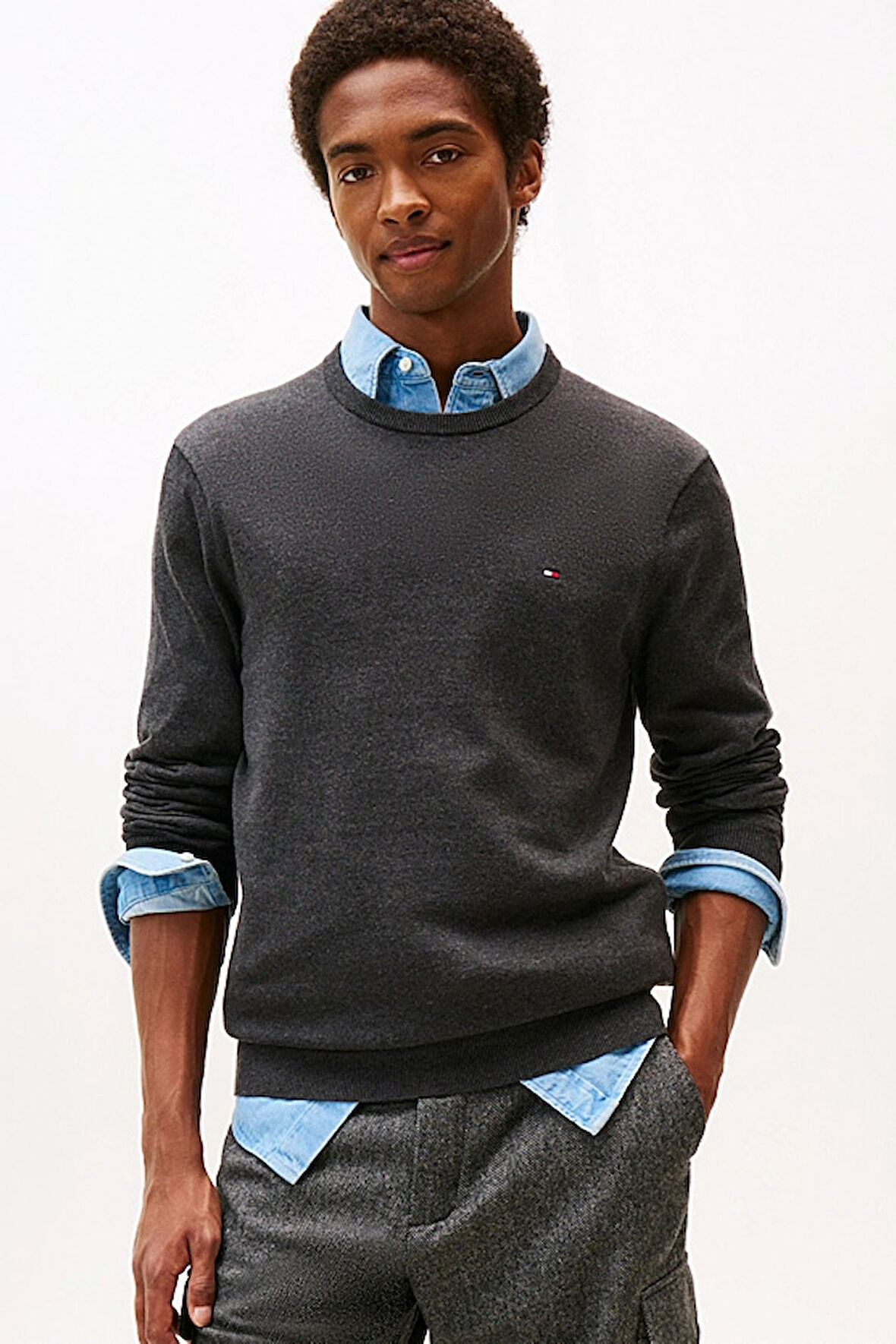 Erkek Regular Fit Bisiklet Yaka Kazak - Antrasit | M