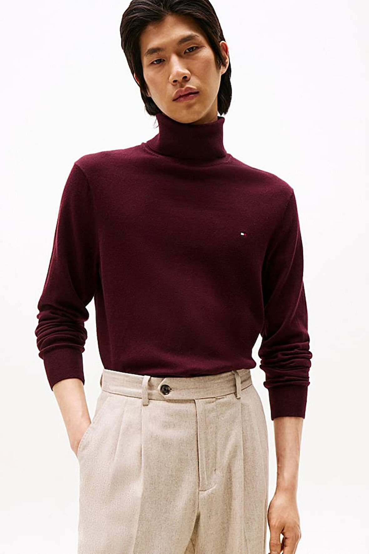 Erkek Regular Fit Kaşmir Karışımlı Balıkçı Yaka Kazak - Bordo | L