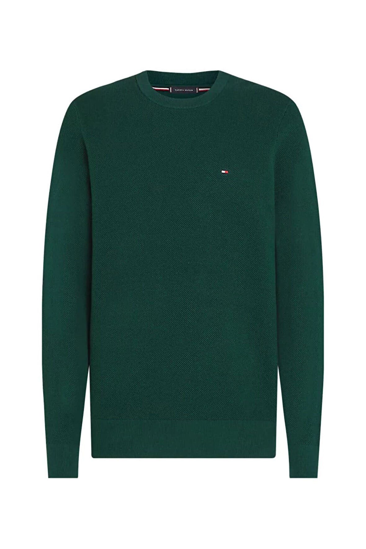 Erkek Regular Fit Dokulu Örgü Bisiklet Yaka Triko Kazak - Koyu Yeşil | L