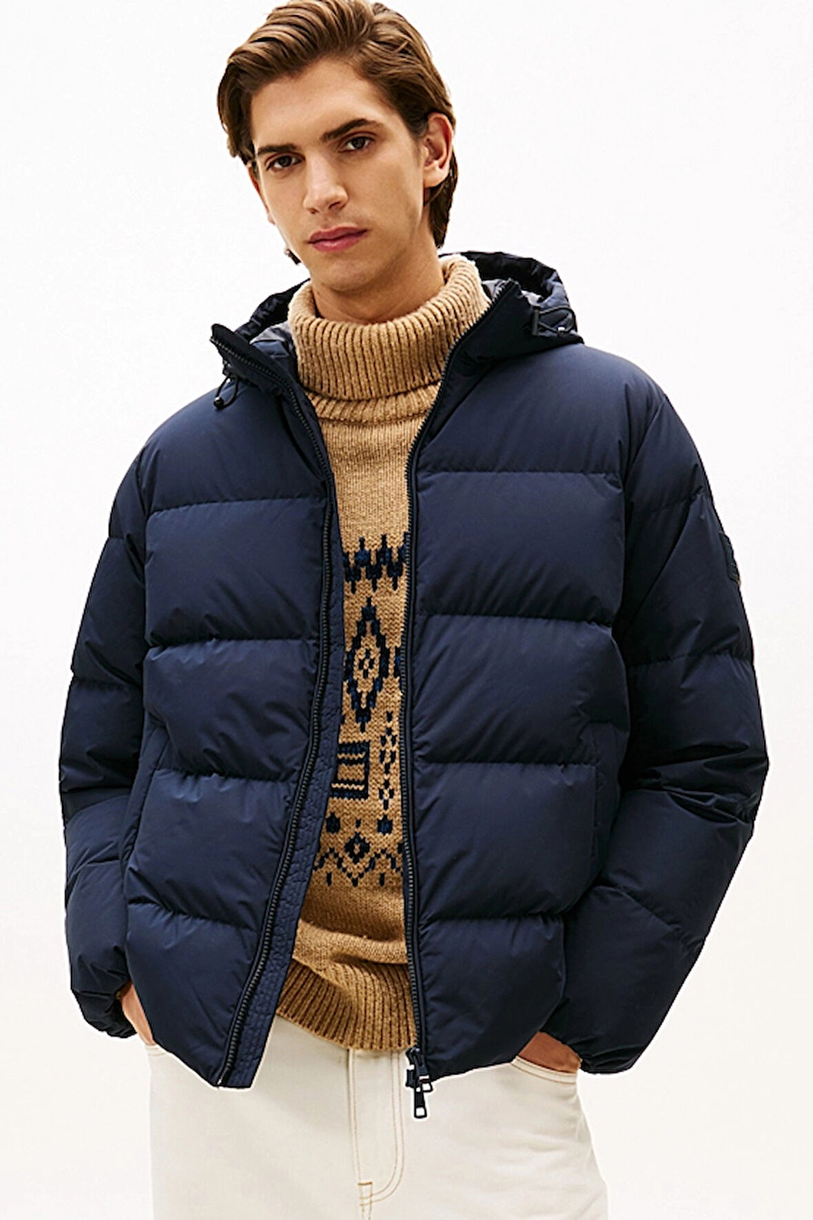 Erkek Regular Fit Kapüşonlu Dolgulu Şişme Mont - Lacivert | S