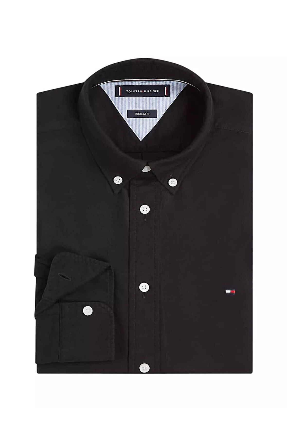 Erkek Regular Fit Düğmeli Yaka Oxford Gömlek - Siyah | XL
