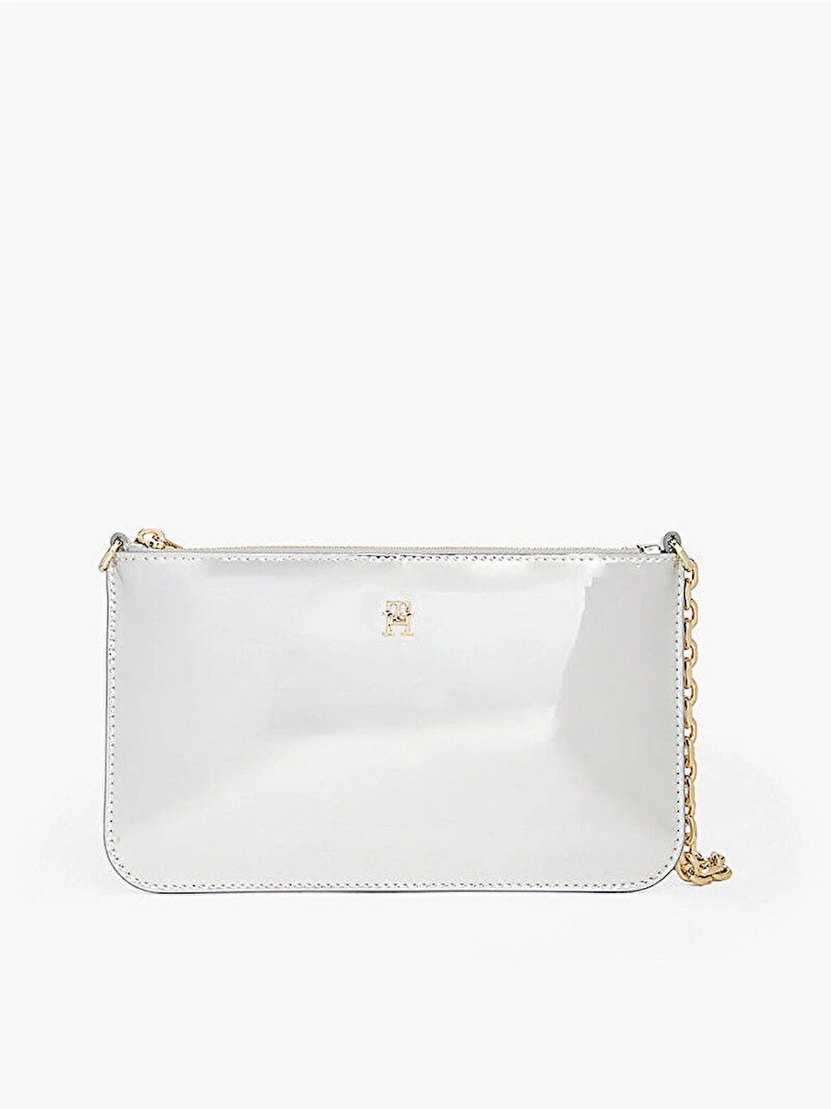 Tommy Hilfiger TH Icon Metalik Zincirli Omuz Kadın Gri Cüzdan AW0AW18219PE6