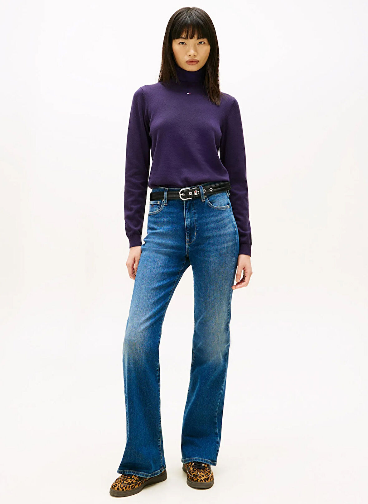 Tommy Jeans Yarım balıkçı Yaka Standart Düz Mor Kadın Kazak DW0DW21672VLY