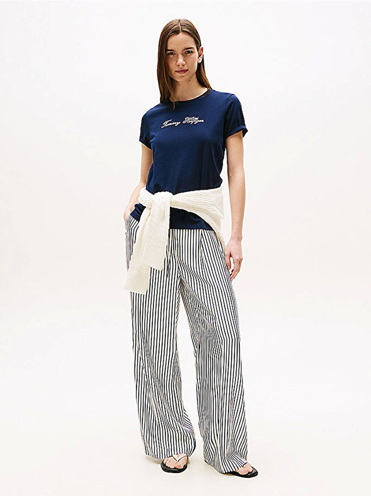 Tommy Hilfiger RWB Pike Bisiklet Yaka Kısa Kollu Kadın T-shirt WW0WW47310C1G