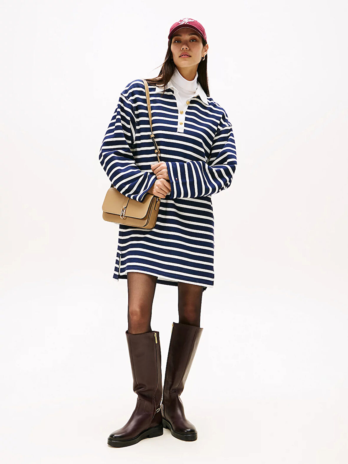 Tommy Hilfiger Altın Düğmeli Rugby Penye Kadın Elbise WW0WW483920Y7