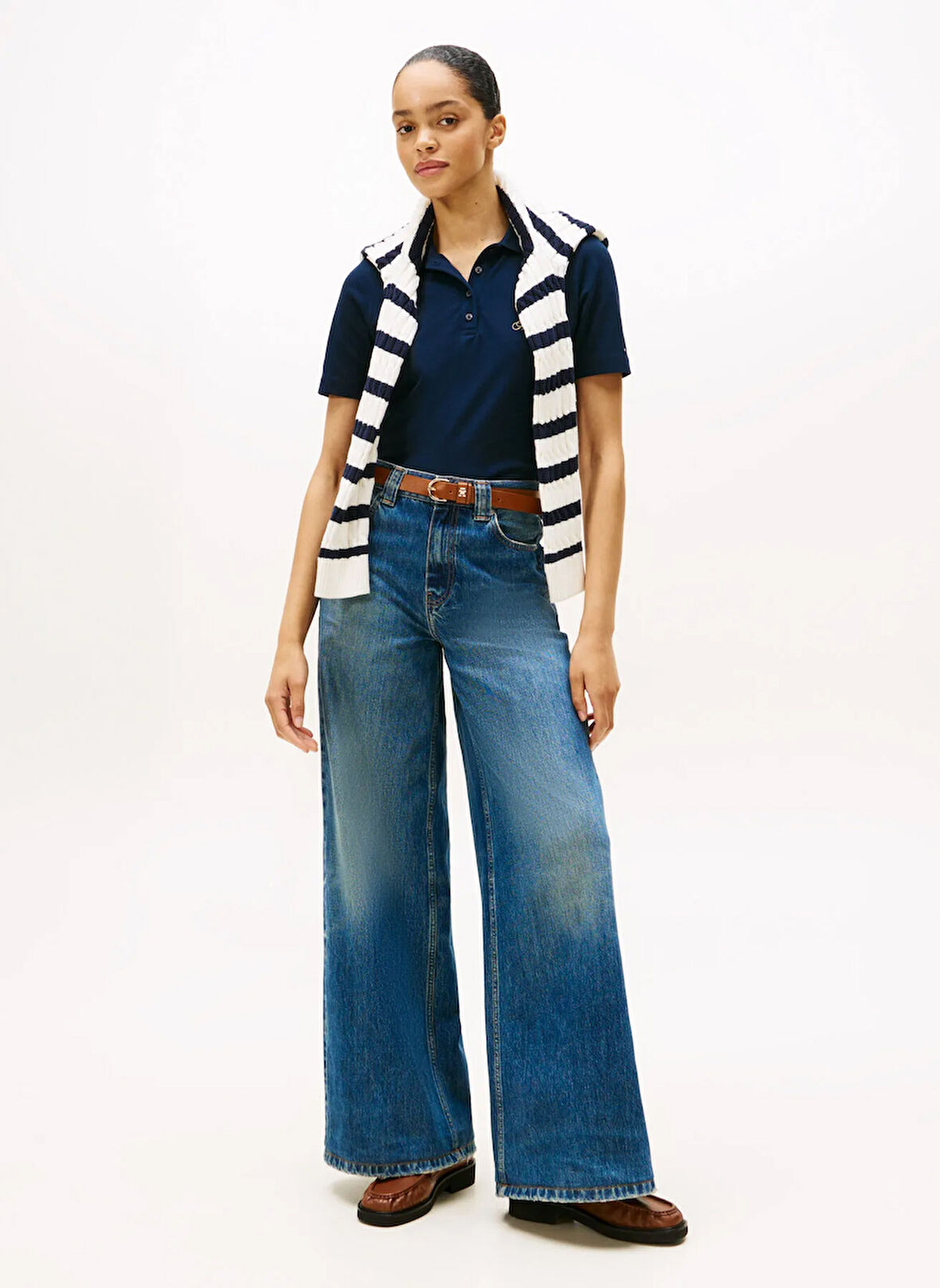 Tommy Hilfiger İşlemeli Mavi Kadın Polo T-Shirt